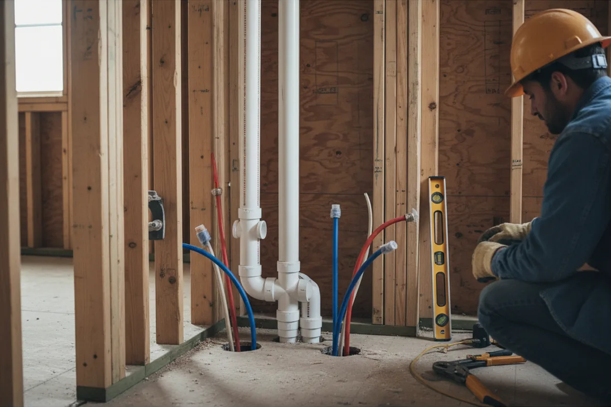 Drain and supply rough-in during Leak Detection in Stewartville